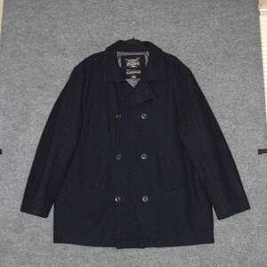 Steve Barrys The Woolly Mammoth Pea Coat Mens XXL Navy Blue Double Breasted